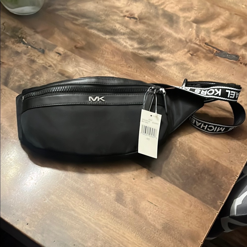Michael Kors Black Belt Bag with Curved Design